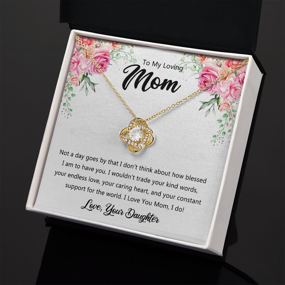 To My Loving Mom Necklace, Necklace for Mother, Daughter Gift For Mom, Present For Mom, Mother Gifts from Son or Daughter, Jewelry Gift for Mothers Day, Birthday Gift for Mother, Moms Love Knot Necklace for Mom