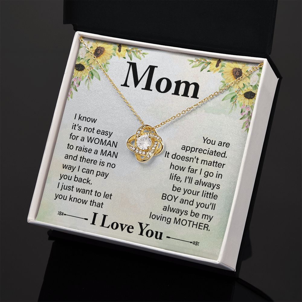 To My Daughter from Mom Love Knot Necklace Mother Daughter Necklace Gifts For Mom Birthday Christmas Mothers Day Present To My Mom Jewelry Pendant Message Card Gift Box