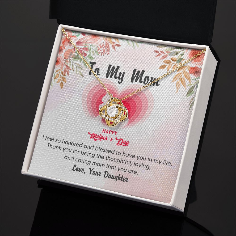 To My Mom Necklace Pendant Gift From Daughter Love Knot Necklace for Mom Happy Mother's Day Gift For Mom Birthday, Anniversary Thank You
