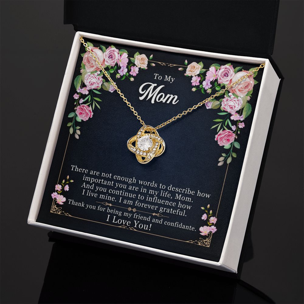 To My Mom Necklace Pendant Gift From Daughter Thank You For Being My Friend And Confidant With Message Card Gift For Mom Love Knot Necklace for Mom