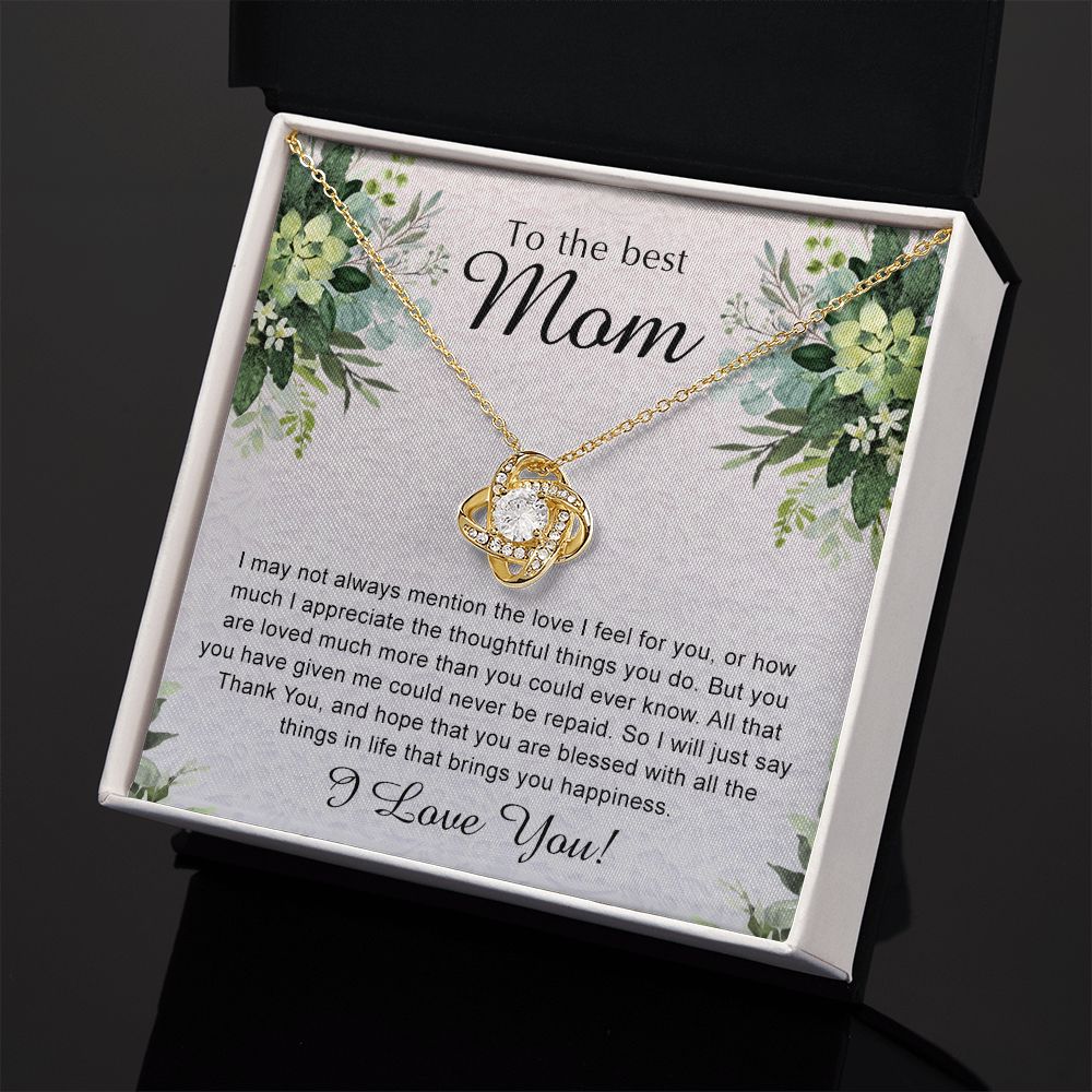 To My Best Mom Necklace, Necklace for Mother, Daughter Gift For Mom, Present For Mom, Mother Gifts from Son or Daughter, Jewelry Gift for Mothers Day, Birthday Gift for Mother, Love Knot Necklace for Mom