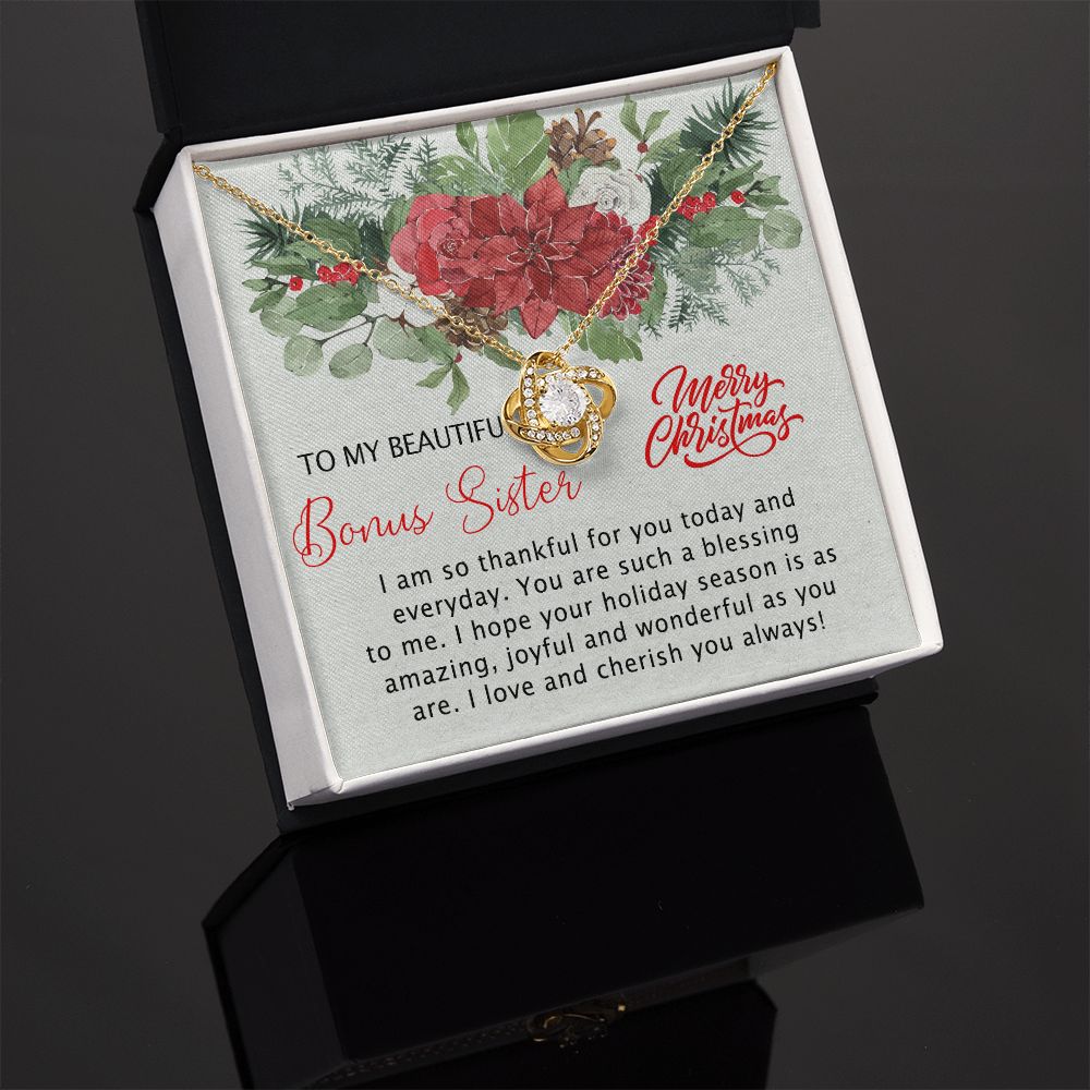 To My Bonus Sister Necklace Gift for Sisters Christmas Necklace for Stepsister Half-sister Best Friend Friends Christmas Pendant Gift Necklace for Her Girls Women