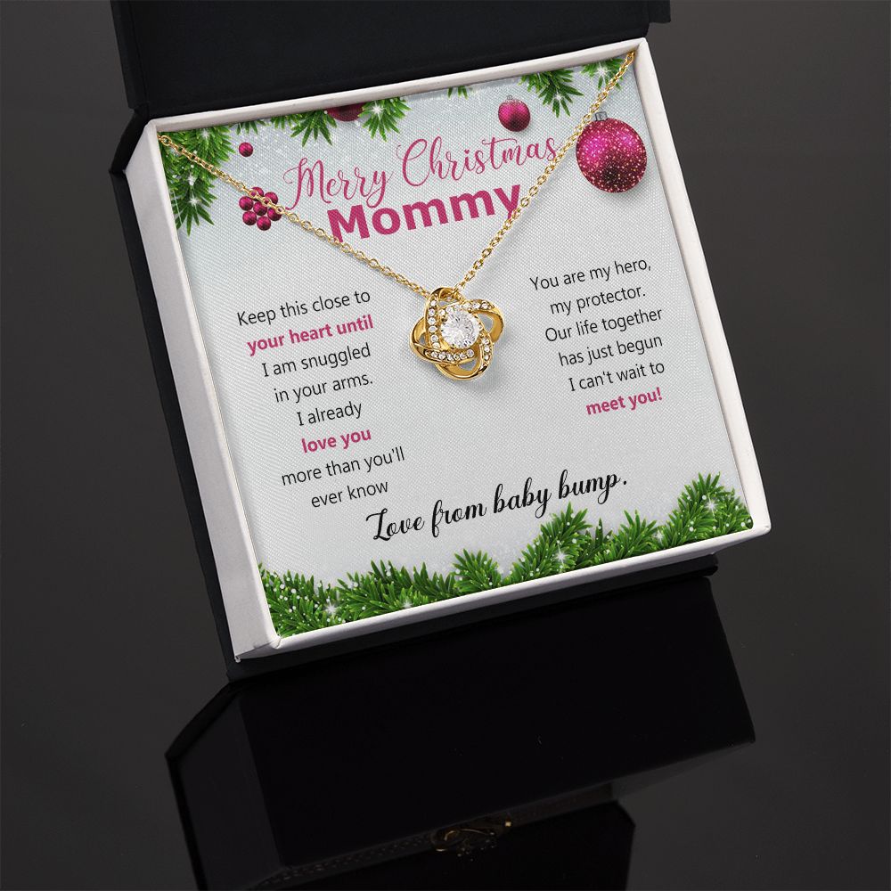 Mommy To Be Merry Christmas Present Necklace From Baby Bump First time mommy Love Knot Necklace Set Gift for Mommy