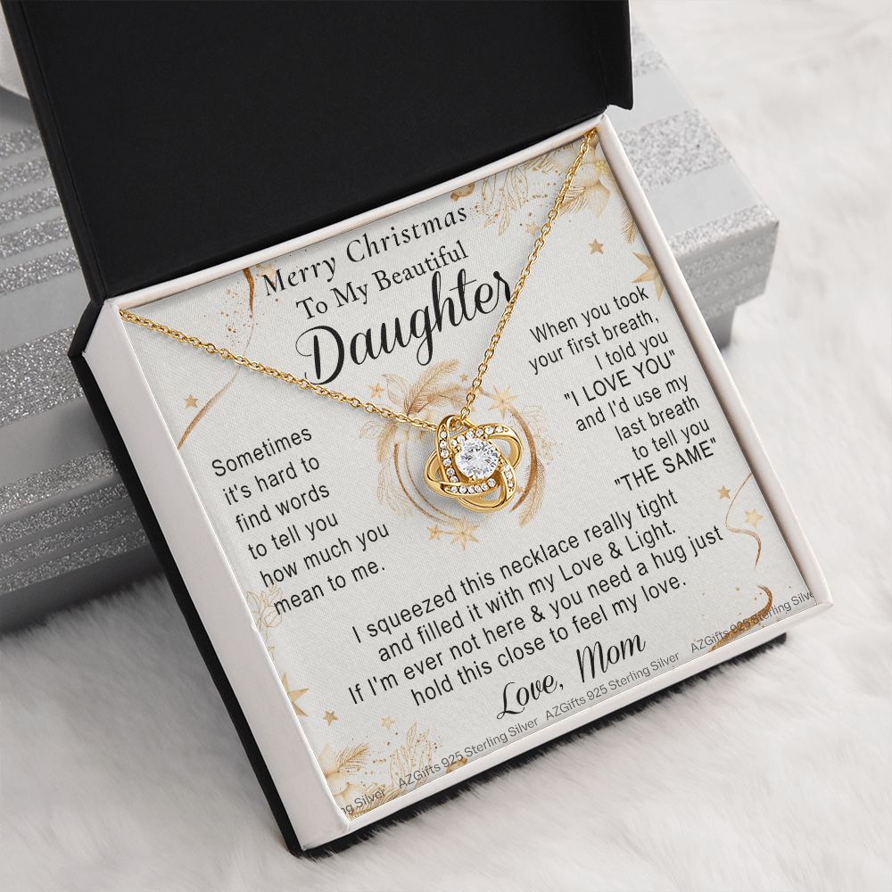 To My Daughter Necklace from Mom Merry Christmas for Daughter from Mother Daughter Christmas Necklace from Mom Daughter Necklace for Xmas Holiday Gifts