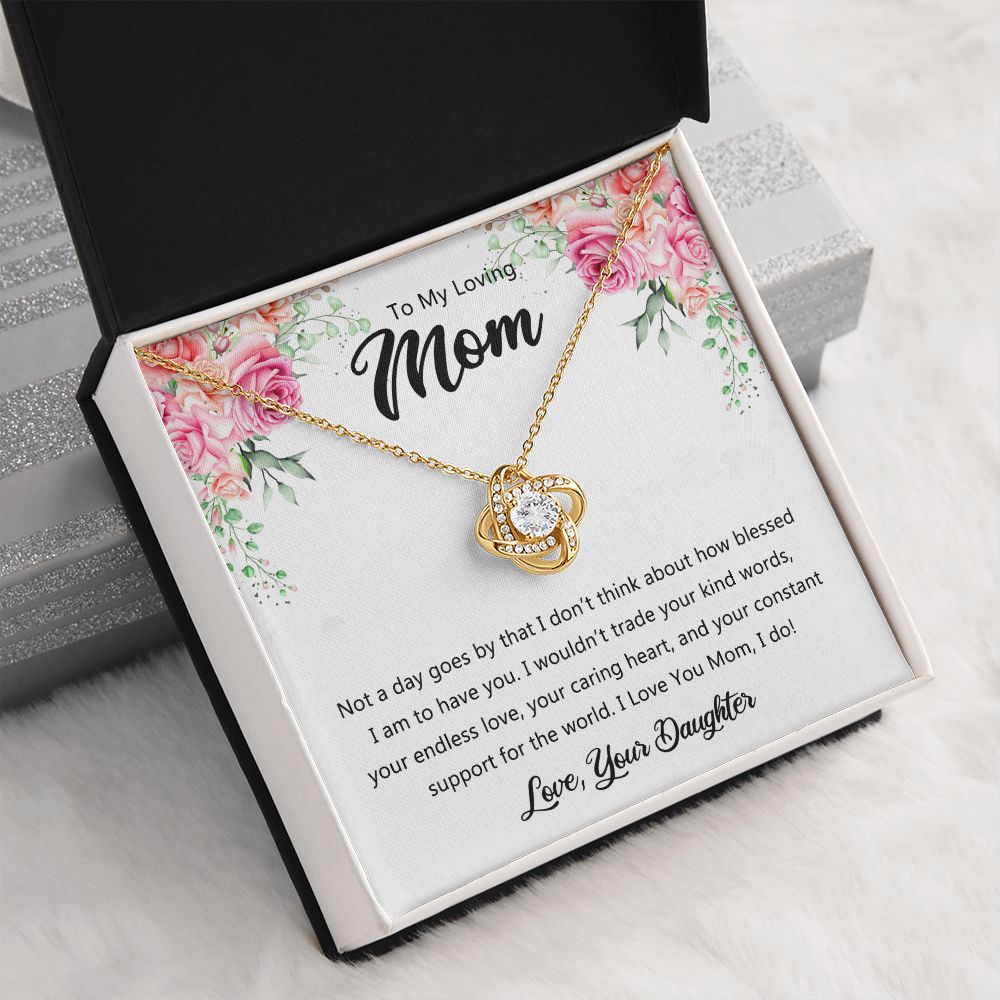 To My Loving Mom Necklace, Necklace for Mother, Daughter Gift For Mom, Present For Mom, Mother Gifts from Son or Daughter, Jewelry Gift for Mothers Day, Birthday Gift for Mother, Moms Love Knot Necklace for Mom