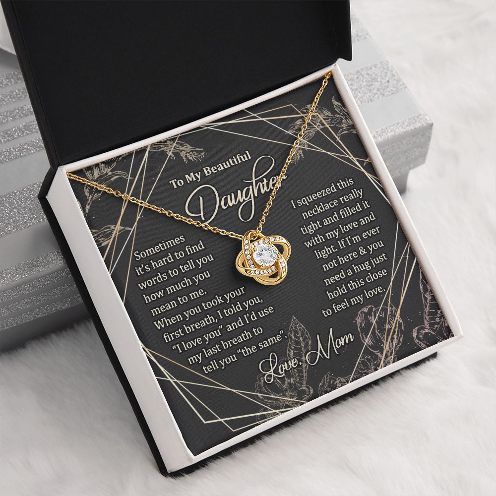 To My Daughter Necklace Love Knot Necklace Gift for Daughter from Mom Jewelry Gift for Daughter Mother Daughter Necklace Birthday Gift Daughter Necklace for Teen Girl Christmas Daughter Necklace Gift from Mom