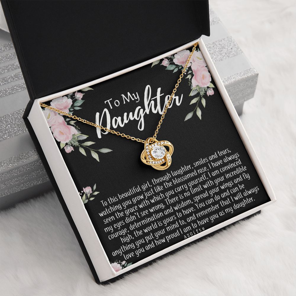 To My Daughter Necklace Love Knot Necklace Gift for Daughter from Mom Mother Daughter Necklace Jewelry Gift for Daughter Christmas Daughter Necklace Gift from Mom Birthday Gift Daughter Necklace for Teen Girl