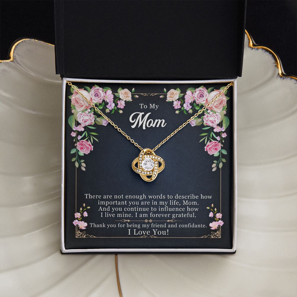 To My Mom Necklace Pendant Gift From Daughter Thank You For Being My Friend And Confidant With Message Card Gift For Mom Love Knot Necklace for Mom