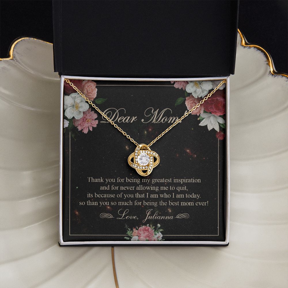 To My Mom Necklace, Gift For Mom On Mother's Day Thank You Mom Gifts From Kids Mom Julianna Love Knot Necklace for Mom fromDaughter or Son