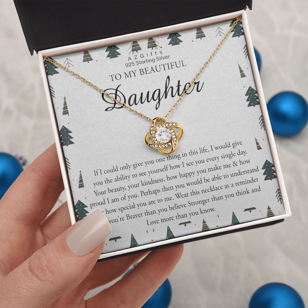 To My Beautiful Daughter Christmas Necklace Gift from Mom Daughter Birthday Gift from Mother to Daughter Gift Personalized Daughter Gift from Mom Daughter Jewelry for Girls Love Knot Necklace set gift for daughter