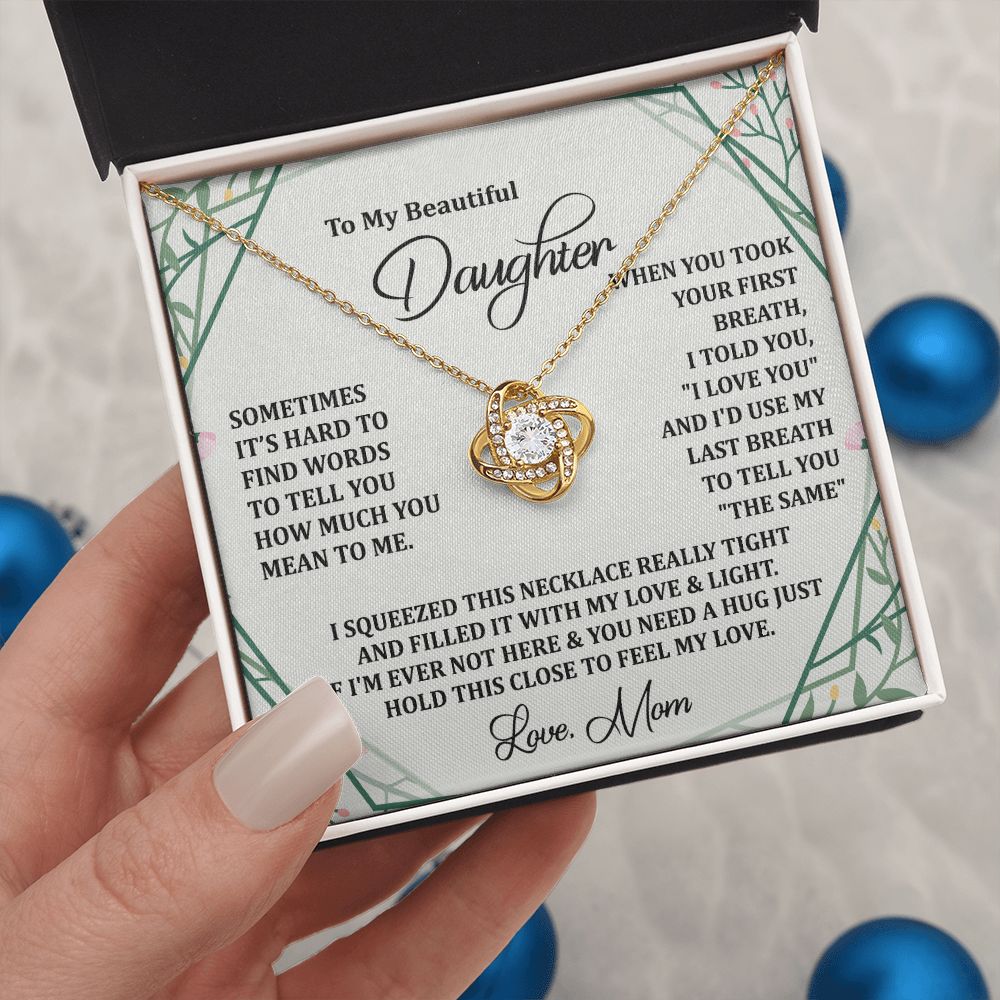 To My Daughter Necklace Love Knot Necklace Gift for Daughter from Mom Birthday Gift Daughter Necklace for Teen Girl Christmas Daughter Necklace Gift from Mom Jewelry Gift for Daughter Mother Daughter Necklace