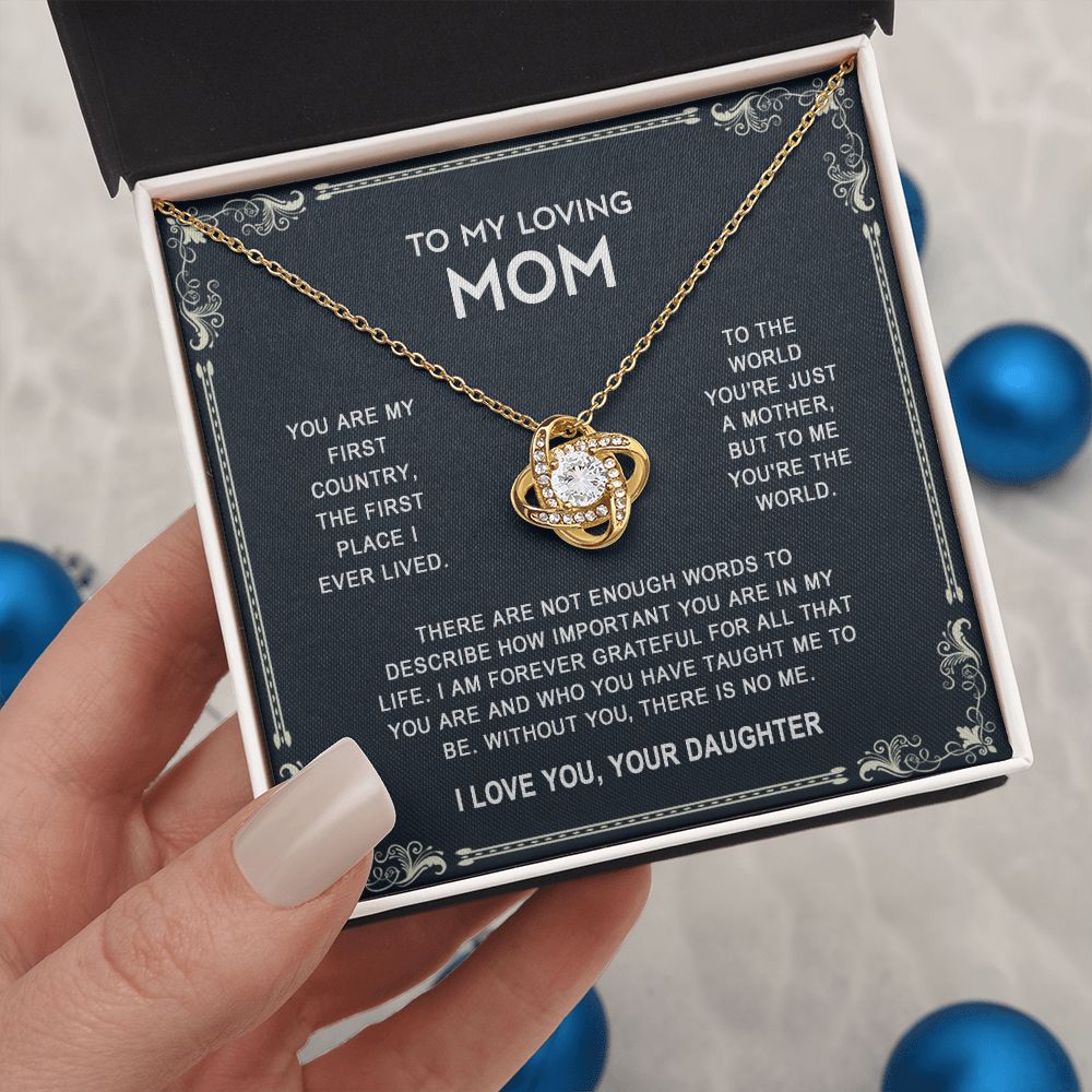 To My Loving Mom Necklace from Daughter, Love Knot Necklace for Mother, Daughter Gift For Mom, Present For Mom, Mother Gifts from Son or Daughter, Jewelry Gift for Mothers Day, Birthday Gift for Mother, Moms