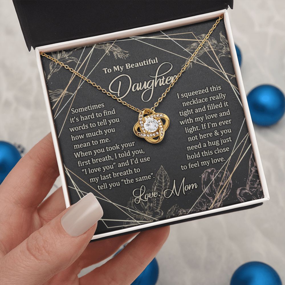 To My Daughter Necklace Love Knot Necklace Gift for Daughter from Mom Jewelry Gift for Daughter Mother Daughter Necklace Birthday Gift Daughter Necklace for Teen Girl Christmas Daughter Necklace Gift from Mom