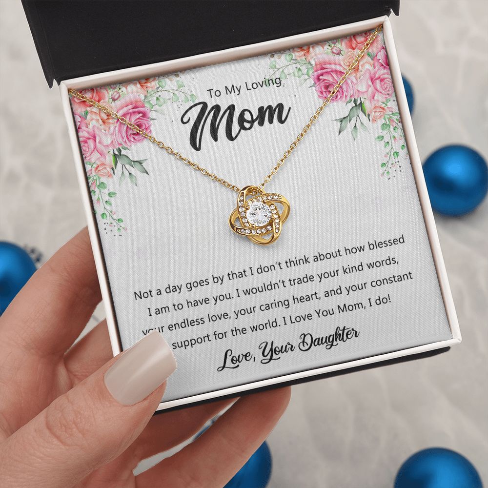 To My Loving Mom Necklace, Necklace for Mother, Daughter Gift For Mom, Present For Mom, Mother Gifts from Son or Daughter, Jewelry Gift for Mothers Day, Birthday Gift for Mother, Moms Love Knot Necklace for Mom