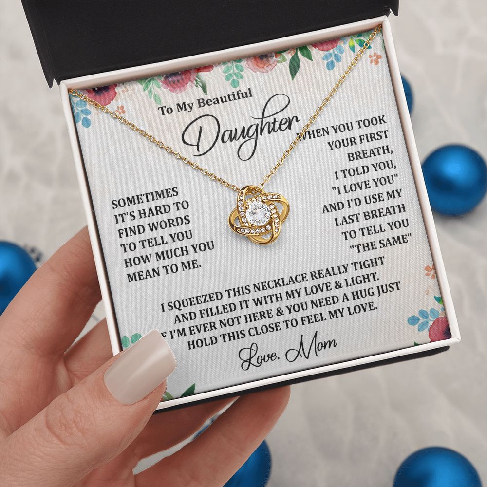 To My Daughter Necklace Love Knot Necklace Gift for Daughter from Mom Christmas Daughter Necklace Gift from Mom Birthday Gift Daughter Necklace for Teen Girl Jewelry Gift for Daughter Mother Daughter Necklace