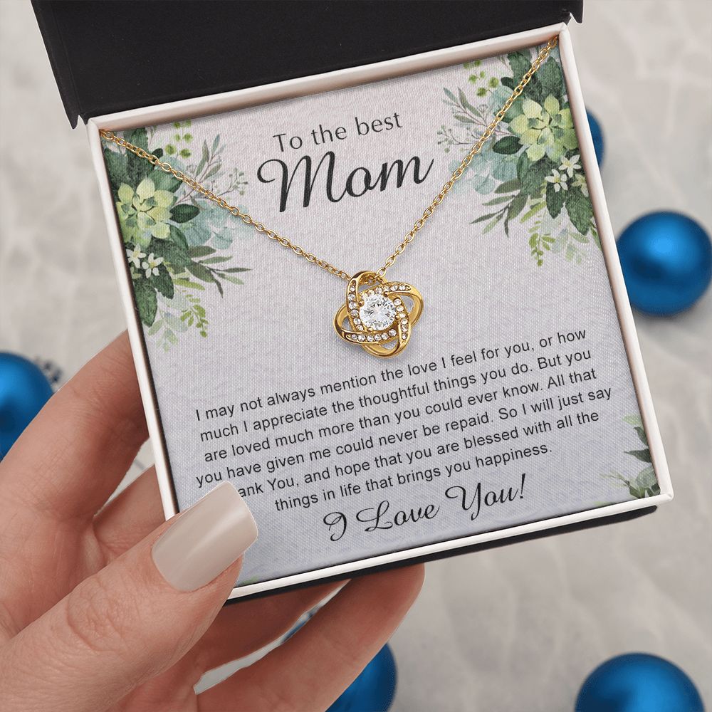 To My Best Mom Necklace, Necklace for Mother, Daughter Gift For Mom, Present For Mom, Mother Gifts from Son or Daughter, Jewelry Gift for Mothers Day, Birthday Gift for Mother, Love Knot Necklace for Mom
