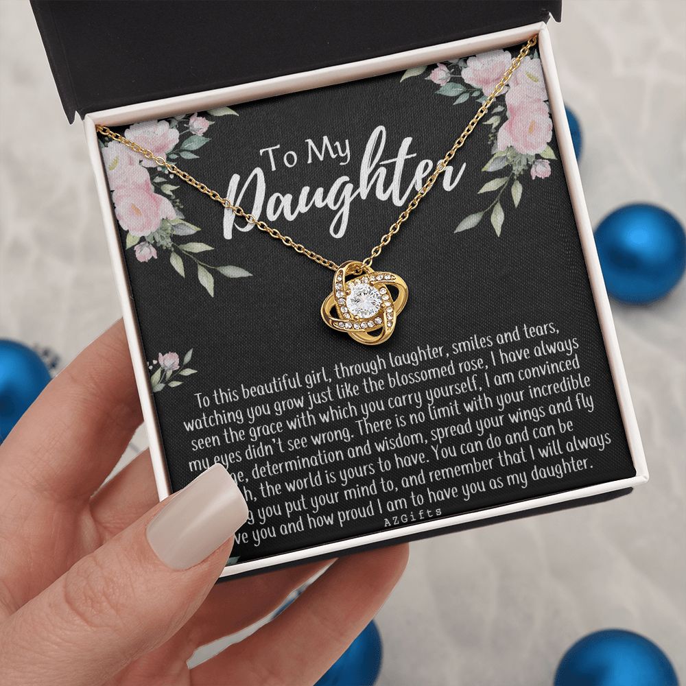 To My Daughter Necklace Love Knot Necklace Gift for Daughter from Mom Mother Daughter Necklace Jewelry Gift for Daughter Christmas Daughter Necklace Gift from Mom Birthday Gift Daughter Necklace for Teen Girl