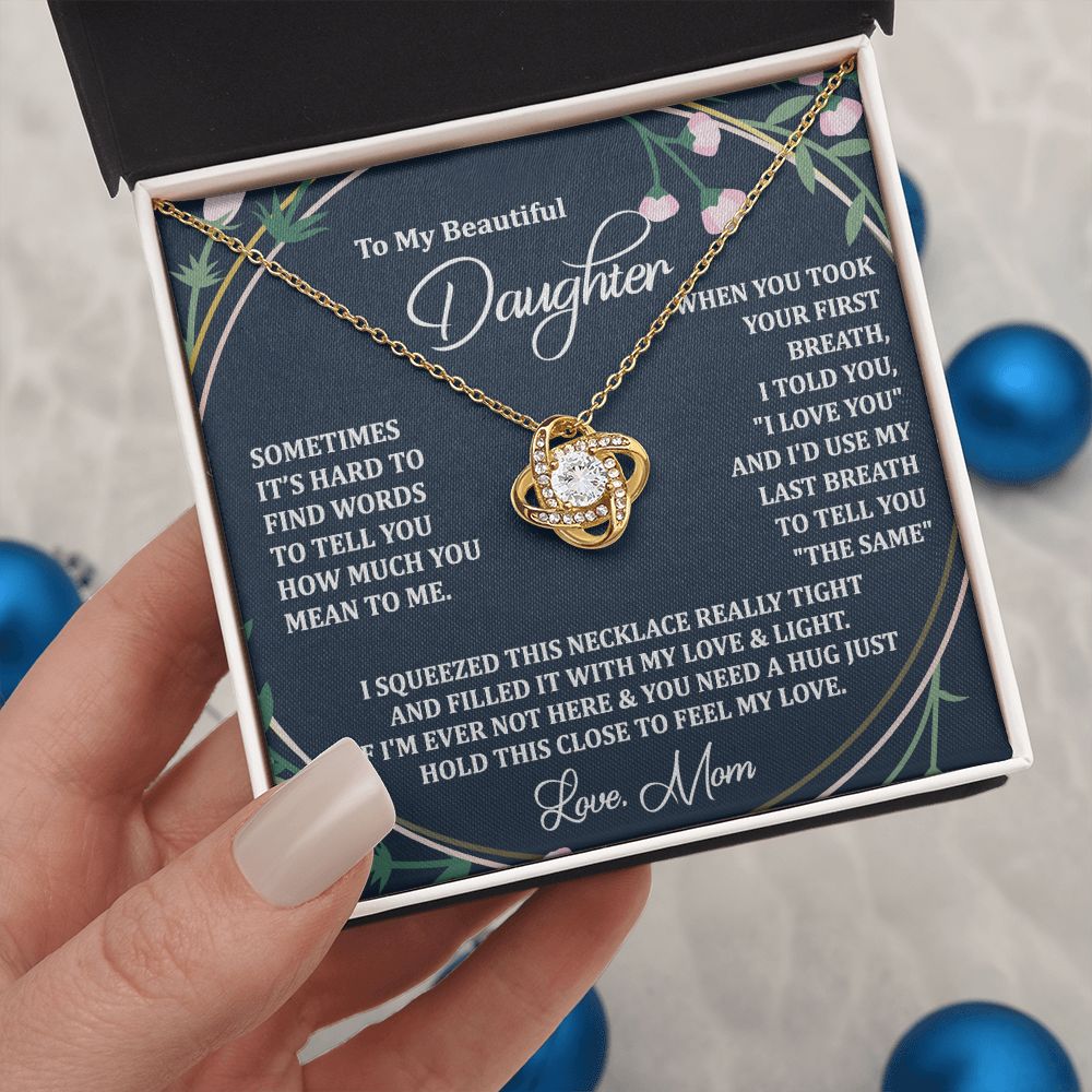 To My Daughter Necklace Love Knot Necklace Gift for Daughter from Mom Christmas Daughter Necklace Gift from Mom Birthday Gift Daughter Necklace for Teen Girl Mother Daughter Necklace Jewelry Gift for Daughter