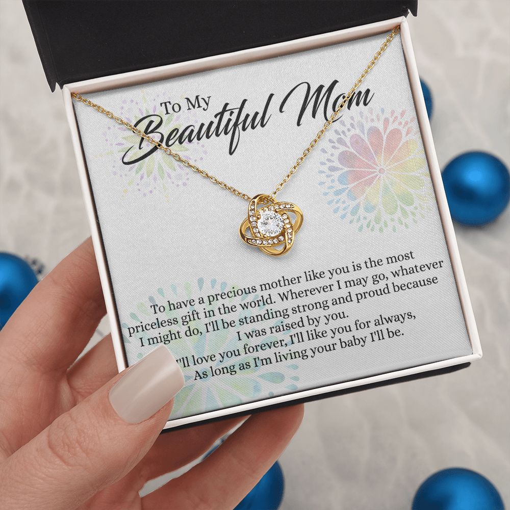 To My Mom Necklace, Mom Gifts, Mom Jewelry Box, Necklace for Mom, Gifts for Mom, Mother's Day Necklace Jewelry Gift For Mom, Birthday Gift For Mom, Thank you Mom Gift Love Knot Necklace for Mom