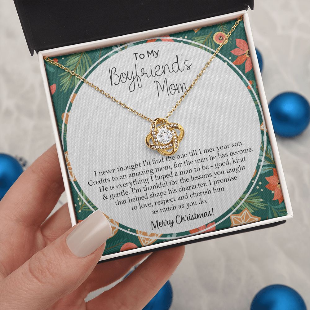 To My Boyfriend's Mom Gift Necklace for Women Christmas Gift for Daughter in law Love Knot Necklace Set Gift for Boyfriend Mom