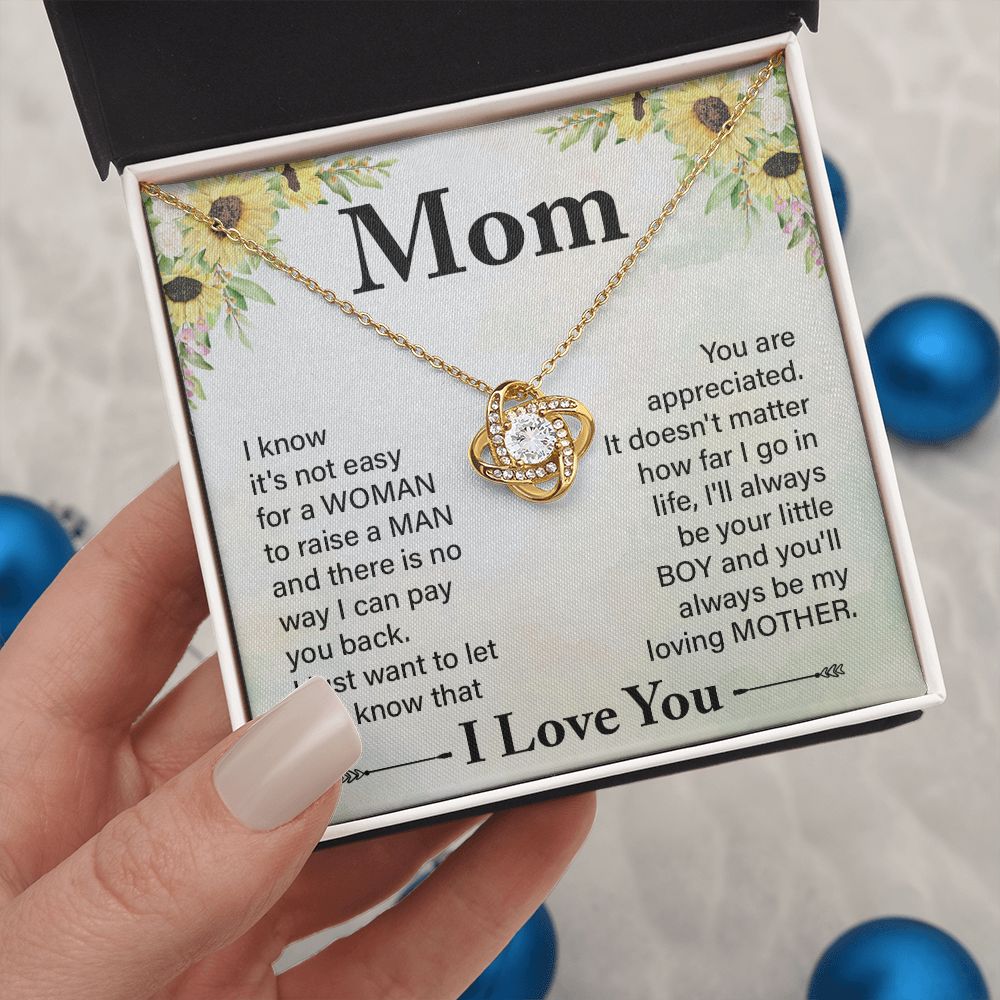 To My Daughter from Mom Love Knot Necklace Mother Daughter Necklace Gifts For Mom Birthday Christmas Mothers Day Present To My Mom Jewelry Pendant Message Card Gift Box
