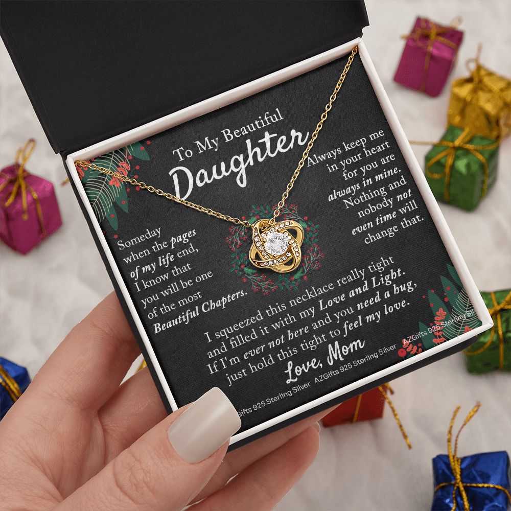 To My Daughter Necklace for Christmas Birthday Gift for Daughter from Mom Daughter Gift from Mom Mother to Daughter Necklace Pendant Birthday Jewelry Gift for Christmas Xmas Love Knot Necklace for Daughter