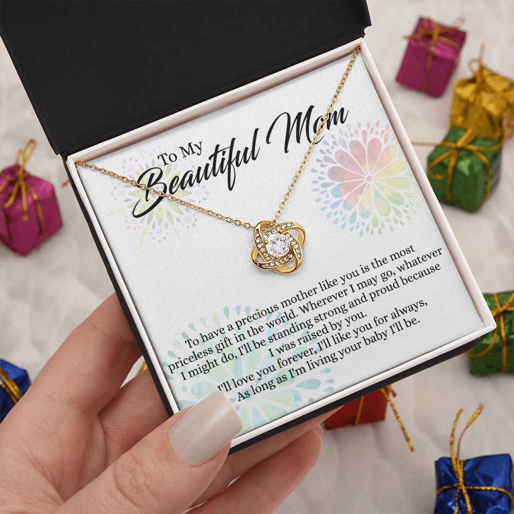 To My Mom Necklace, Mom Gifts, Mom Jewelry Box, Necklace for Mom, Gifts for Mom, Mother's Day Necklace Jewelry Gift For Mom, Birthday Gift For Mom, Thank you Mom Gift Love Knot Necklace for Mom
