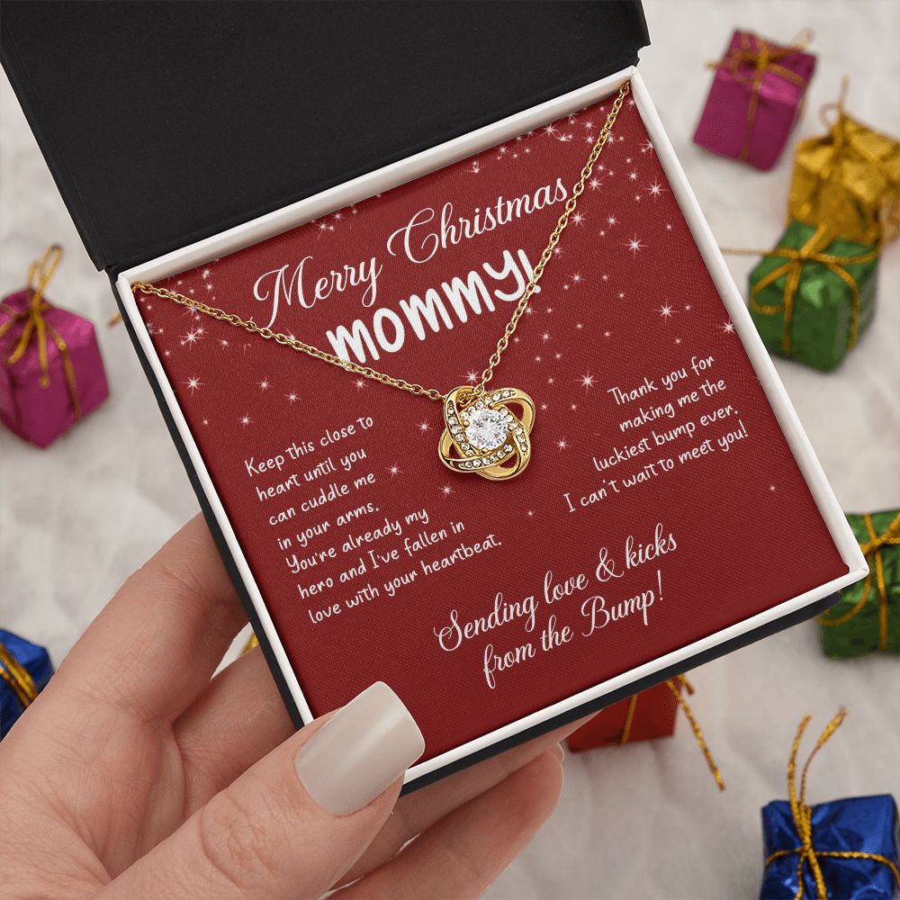 To My Mom Christmas Necklace Christmas Gift For Mom To Be First Time Mommy Gift Love Knot Necklace Set Gift for Mommy