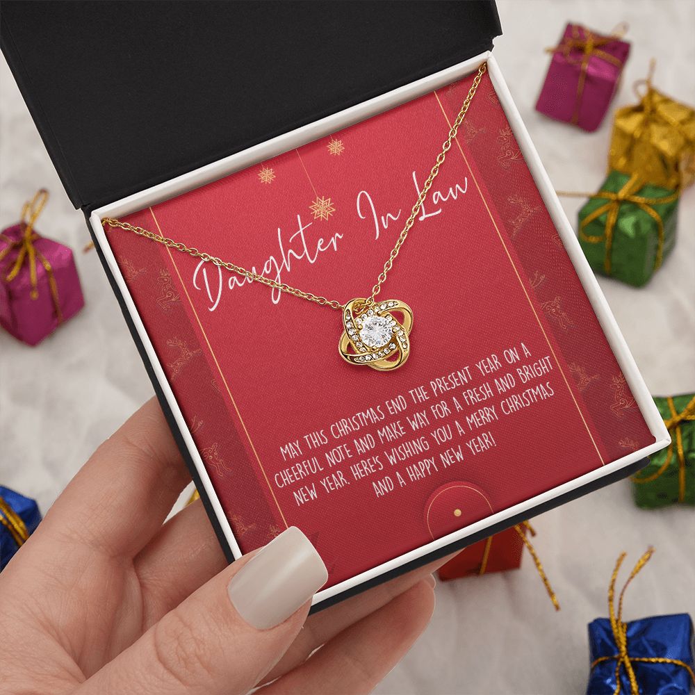Christmas Gift for Daughter in Law Necklace, Daughter in Law Jewelry, Gift for Daughter in Law, Gift from Mother in Law, Daughter in Law Xmas Holiday Gift From In Law Love Knot Necklace