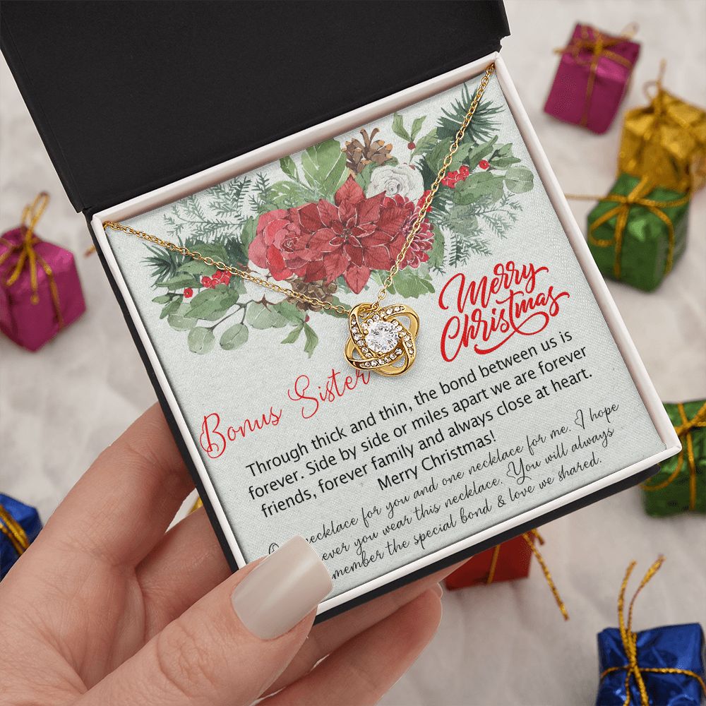 To My Bonus Sister Necklace Gift for Sisters Christmas Necklace for Stepsister Personalized Half-sister Best Friend Friends Christmas Pendant Gift Necklace for Her Girls Women