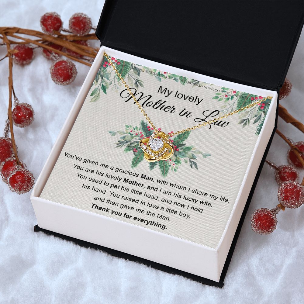 Mother in Law necklace wedding gift from Bride, mother in law thank you gift from bride, Necklace for Women Love Knot Necklace Set Gift for Mother in law