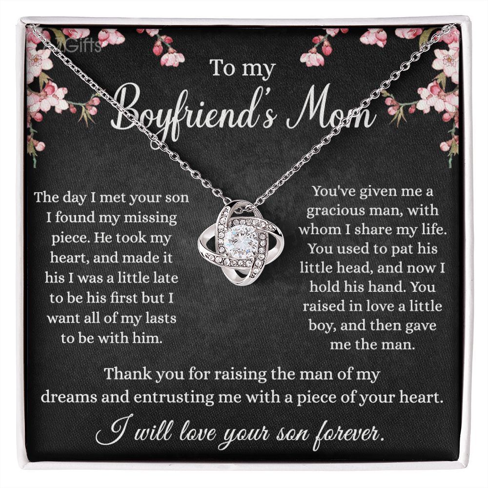 To My Boyfriend's Mom Necklace With Message Card Box, Boyfriends Mom Gift Necklace For Boyfriends Mom, Mother Girlfriends To Boyfriend Mom Gift Necklace For Mom Of Boyfriend Custom Message Gift