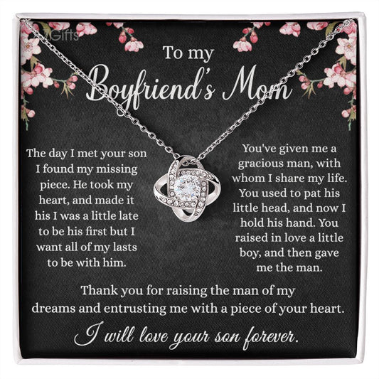 To My Boyfriend's Mom Necklace With Message Card Box, Boyfriends Mom Gift Necklace For Boyfriends Mom, Mother Girlfriends To Boyfriend Mom Gift Necklace For Mom Of Boyfriend Custom Message Gift
