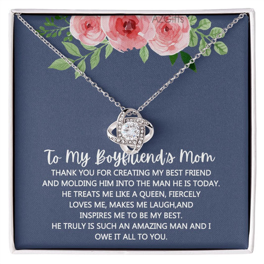 To My Boyfriend's Mom Necklace Gift For Boyfriend's Mom Love Knot Pendant Boyfriend's Mom Gift To My Mother In Law Love Knot Necklace Boyfriend's Mom Jewelry Mother's Day Gift For Boyfriends Mom