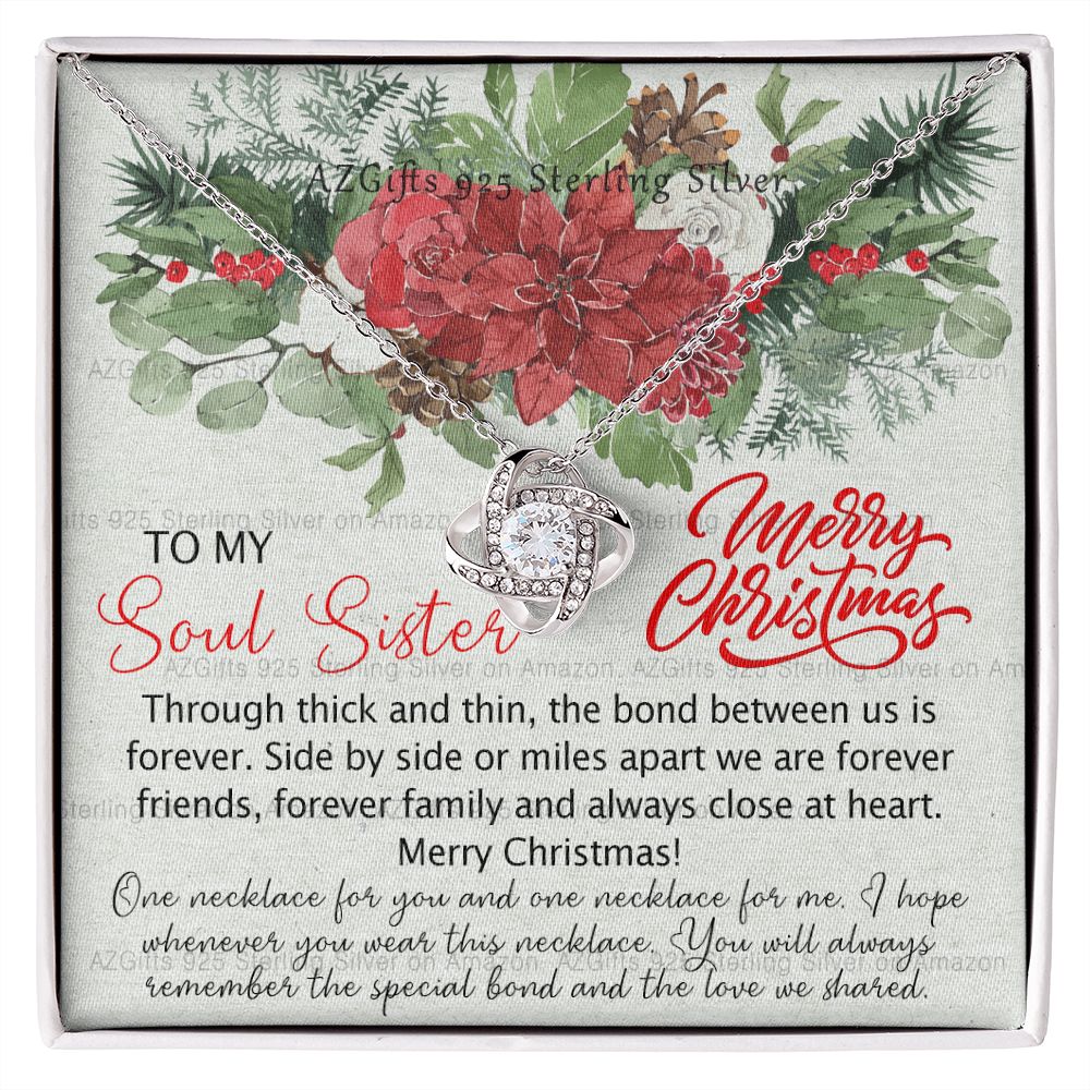 Personalized Necklace Gift To My Soul Sisters Necklace Unbiological Sister Gift from Friends to Big Little Sorority Sister in Law Christmas Day Gift Idea for Her Necklace for Women Love Knot Necklace Set gift for Sister