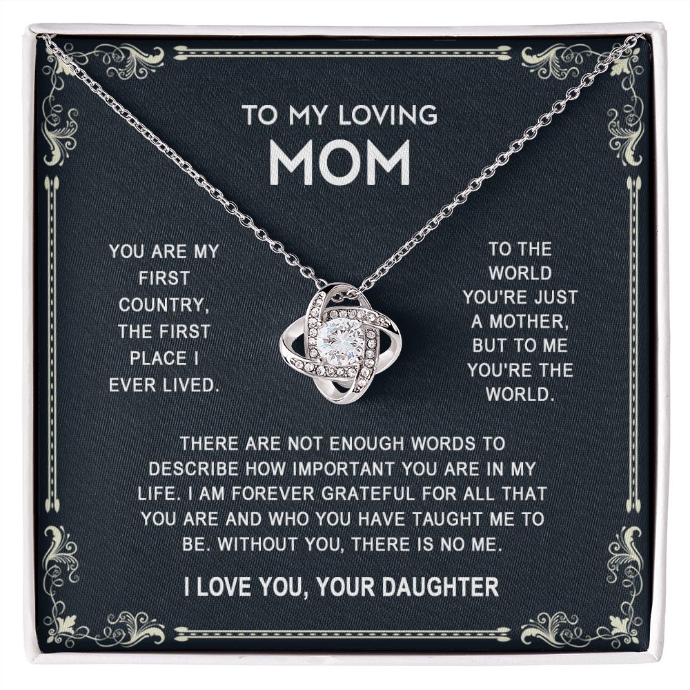 To My Loving Mom Necklace from Daughter, Love Knot Necklace for Mother, Daughter Gift For Mom, Present For Mom, Mother Gifts from Son or Daughter, Jewelry Gift for Mothers Day, Birthday Gift for Mother, Moms