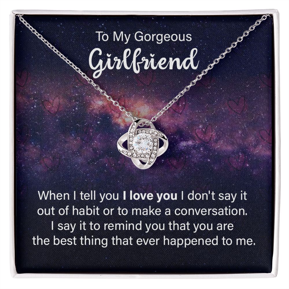 To My Girlfriend Necklace, Love Knot Necklace Valentines Day Gift For Girlfriend