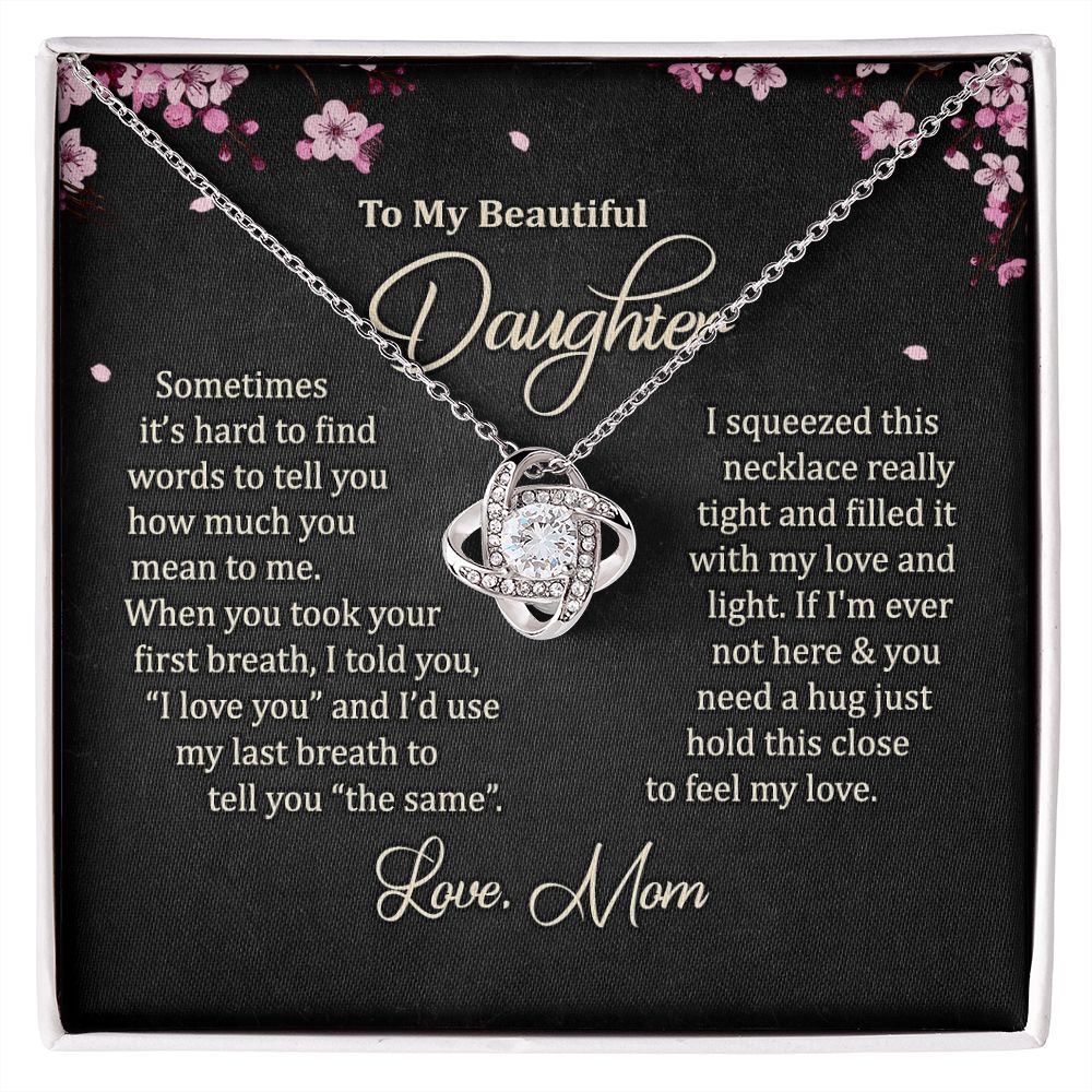 To My Daughter Necklace Love Knot Necklace Gift for Daughter from Mom Mother Daughter Necklace Christmas Daughter Necklace Gift from Mom Jewelry Gift for Daughter Birthday Gift Daughter Necklace for Teen Girl