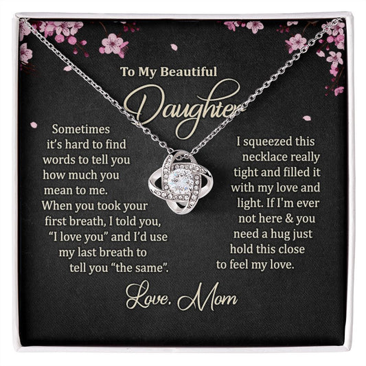 To My Daughter Necklace Love Knot Necklace Gift for Daughter from Mom Mother Daughter Necklace Christmas Daughter Necklace Gift from Mom Jewelry Gift for Daughter Birthday Gift Daughter Necklace for Teen Girl