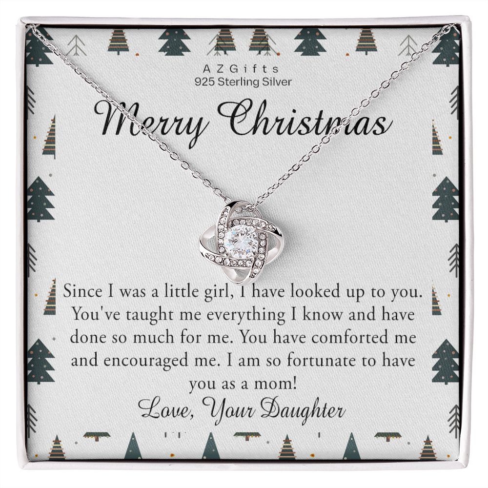 Merry Christmas Gift From Daughter, Christmas Necklace Gift For Mom Love Knot Necklace Set Gift for Mom