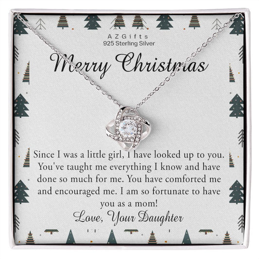 Merry Christmas Gift From Daughter, Christmas Necklace Gift For Mom Love Knot Necklace Set Gift for Mom