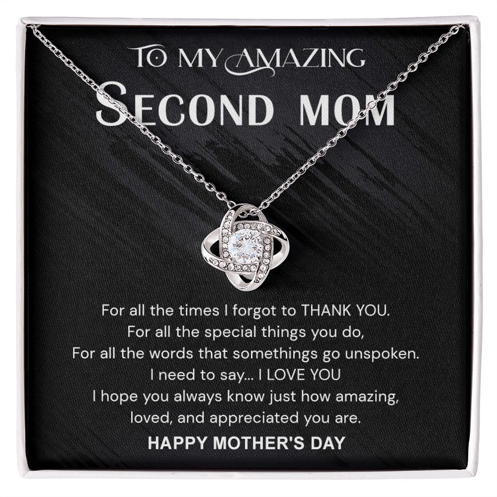 Mother's Day Necklace Gift For Mom, Second Mom Gift Necklace, Jewelry Gift For Women, Bonus Mother, To My Amazing Second Mom Love Knot Necklace From Daughter Happy Mother's Day Pendant For Mommy