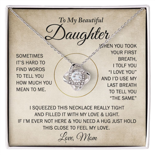 To My Beautiful Daughter Mother Day for Daughter Gift for Her Love Knot Necklace