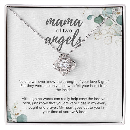 Mama Love Knot Necklace, Mama Of Two Angels Necklace From Daughter, Love And Grief Necklace Gift For Mom, Mother's Day Necklace Gift For Mom, Jewelry Gift For Mom From Daughter Gift Necklace To Mom Love Knot Necklace 6323