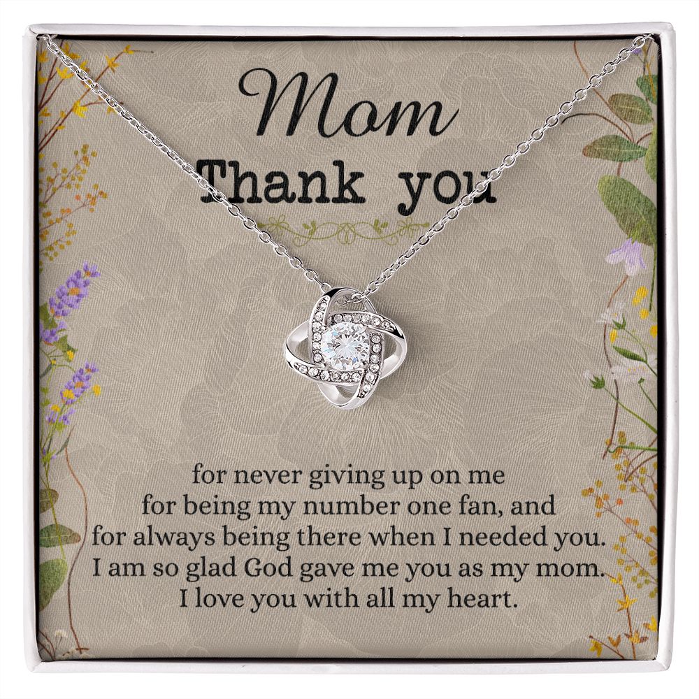 Mom Thank You Gift Necklace, To My Mom Love Knot Necklace From Daughter Necklace Gift For Mom Mother's Day Necklace Gift For Mom, Birthday Gift For Mom Anniversary Jewlry Gift For Women, Mom Love Knot Necklace 6323