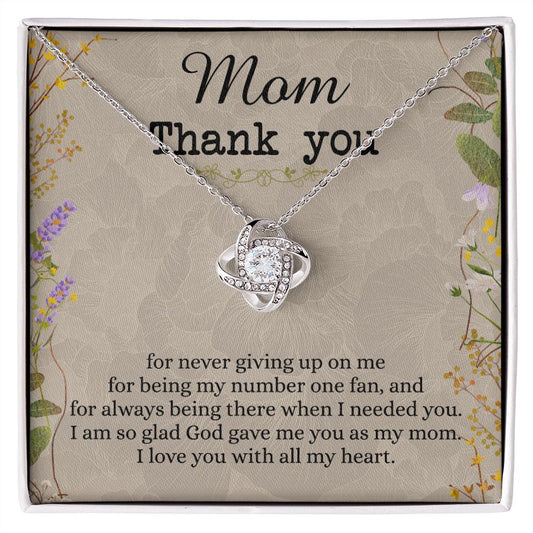 Mom Thank You Gift Necklace, To My Mom Love Knot Necklace From Daughter Necklace Gift For Mom Mother's Day Necklace Gift For Mom, Birthday Gift For Mom Anniversary Jewlry Gift For Women, Mom Love Knot Necklace 6323