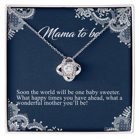 Mama To Me Gift Necklace, To My Mom Love Knot Necklace Gift For Mom From Daughter, Soon The World Mom Jewelry Gift For Women, Mother, Womenderful Mother Gift Necklace For Mama To be Pendant Gift Love Knot Necklace 6323