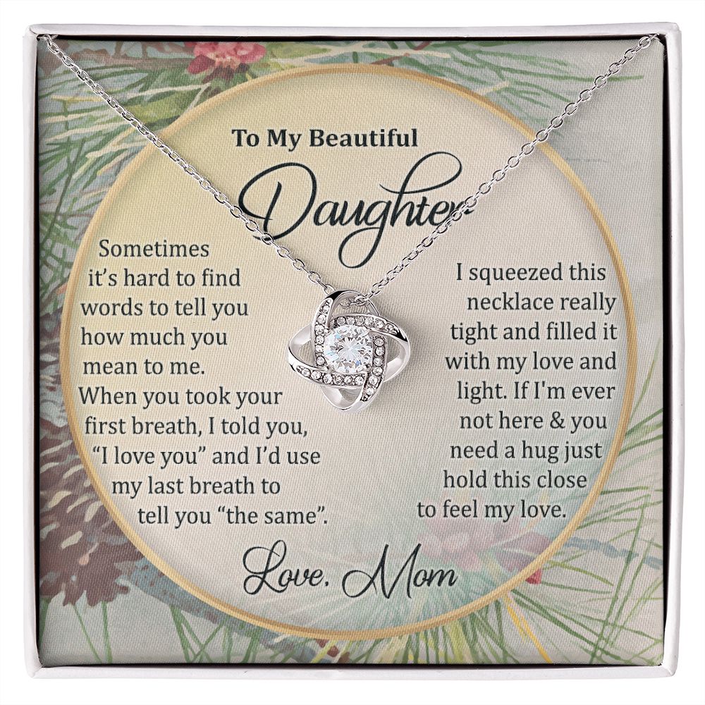 To My Daughter Necklace Love Knot Necklace Gift for Daughter from Mom Birthday Gift Daughter Necklace for Teen Girl Christmas Daughter Necklace Gift from Mom Mother Daughter Necklace Jewelry Gift for Daughter