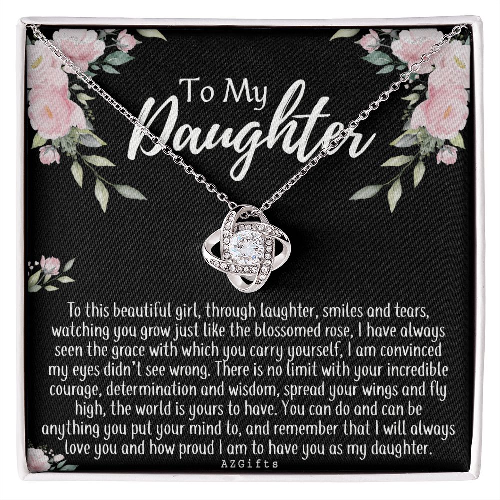 To My Daughter Necklace Love Knot Necklace Gift for Daughter from Mom Mother Daughter Necklace Jewelry Gift for Daughter Christmas Daughter Necklace Gift from Mom Birthday Gift Daughter Necklace for Teen Girl