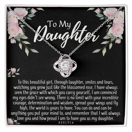 To My Daughter Necklace Love Knot Necklace Gift for Daughter from Mom Mother Daughter Necklace Jewelry Gift for Daughter Christmas Daughter Necklace Gift from Mom Birthday Gift Daughter Necklace for Teen Girl